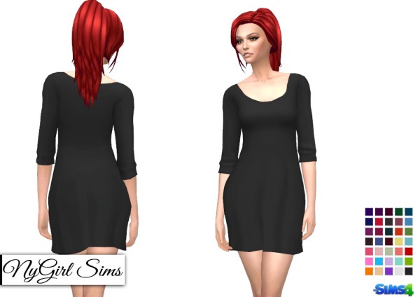  NY Girl Sims: Basic Three Quarter Sleeve Tee Dress