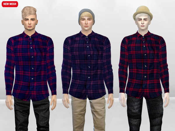  The Sims Resource: Roddy Gate Flannel Shirt by McLayneSims