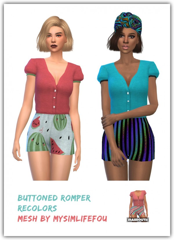  Simsworkshop: Buttoned Rompers by maimouth