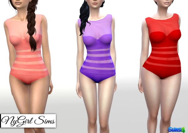  NY Girl Sims: Sheer Panel One Piece Swimsuit