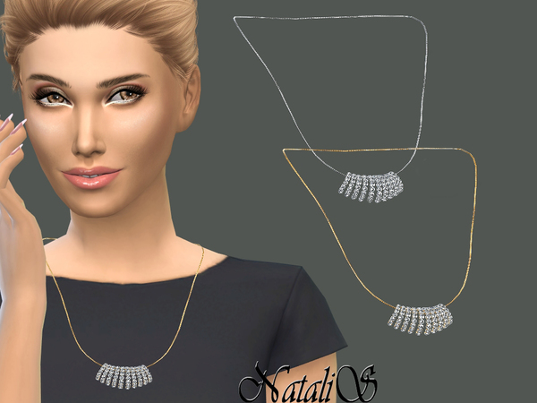  The Sims Resource: Crystal Pave Fern Necklace by NataliS
