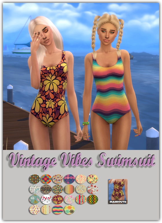  Simsworkshop: Vintage Vibes Swimsuit by maimouth
