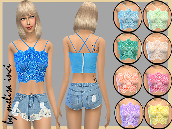  The Sims Resource: Lace Cropped Bralet by melisa inci