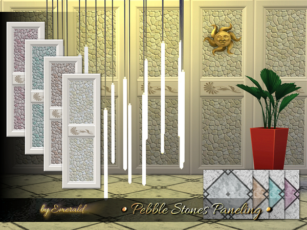  The Sims Resource: Pebble Stones Paneling by Emerald