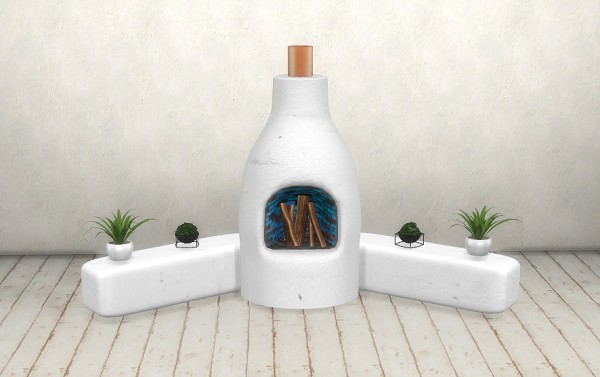  Sims 4 Designs: Stucco Fireplace,  Bucket Planters and Trivet Table