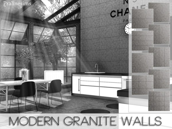  The Sims Resource: Modern Granite Walls by Pralinesims