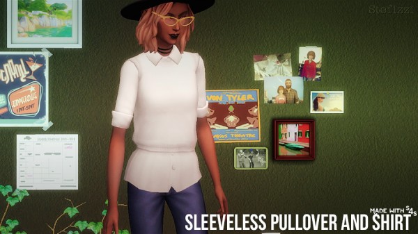  Simsworkshop: Sleeveless Pullover and Shirt by Stefizzi