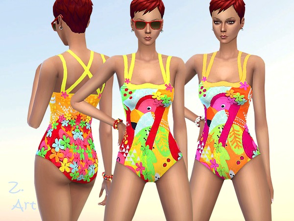  The Sims Resource: Flamingo swimsuit by Zuckerschnute20