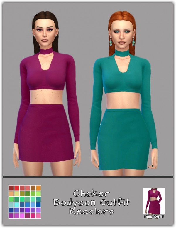  Simsworkshop: Choker Bodycon Outfit Recolored by mamiouth