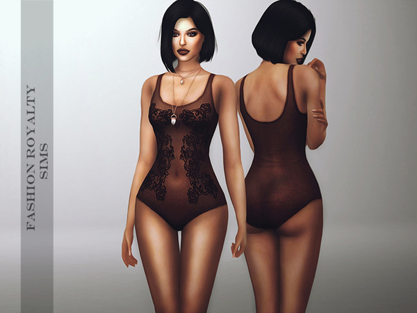  The Sims Resource: Dark Lace Bodysuit by FashionRoyaltySims