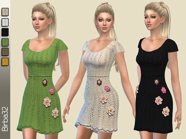  The Sims Resource: Crochet flowes dress by Birba32