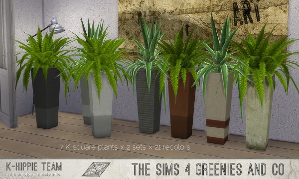  Simsworkshop: K Square Plants   2 set 1 by k hippie