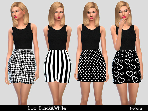 The Sims Resource: Duo Black&White dress by Neferu