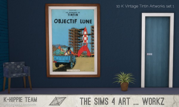  Simsworkshop: K Vintage Tintin Artworks – set 1   1 by k hippie