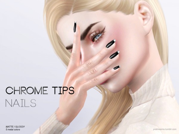  The Sims Resource: Chrome Tips Nails N15 by Pralinesims
