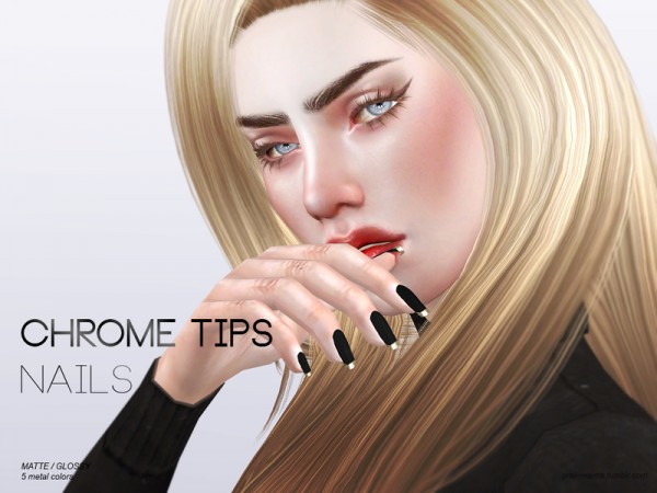  The Sims Resource: Chrome Tips Nails N15 by Pralinesims