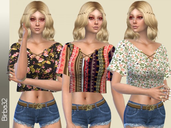  The Sims Resource: Hippie Floral Top by Birba32