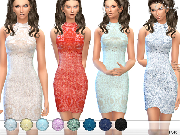  The Sims Resource: Lace Overlay Mini Dress by ekinege