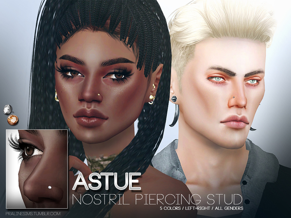  The Sims Resource: Astue Nostril Piercing Studs by pralinesims