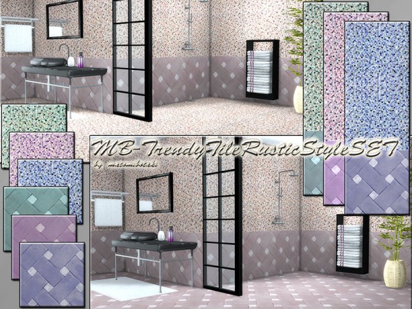  The Sims Resource: Trendy Tile Rustic Style SET by matomibotaki