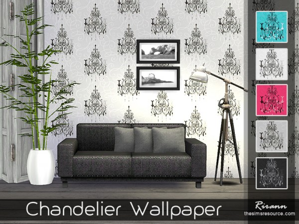  The Sims Resource: Chandelier Wallpaper by Rirann