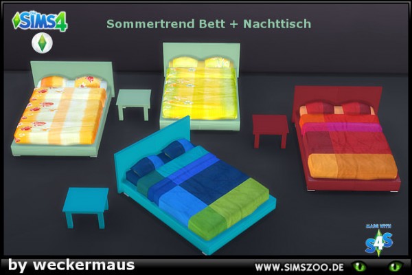  Blackys Sims 4 Zoo: Summer Trend bedroom bed + bedside by weckermaus