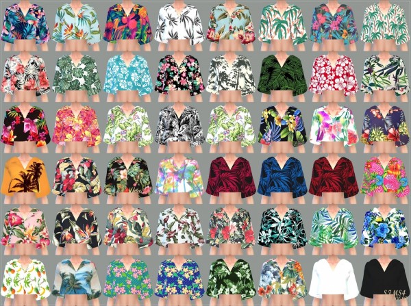 SIMS4 Marigold: Crop Hawaiian Shirts