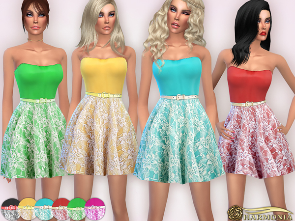  The Sims Resource: Laced in Love Skater Dress by Harmonia
