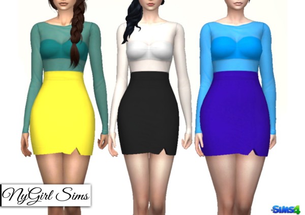  NY Girl Sims: Sheer Top Colorblock Dress