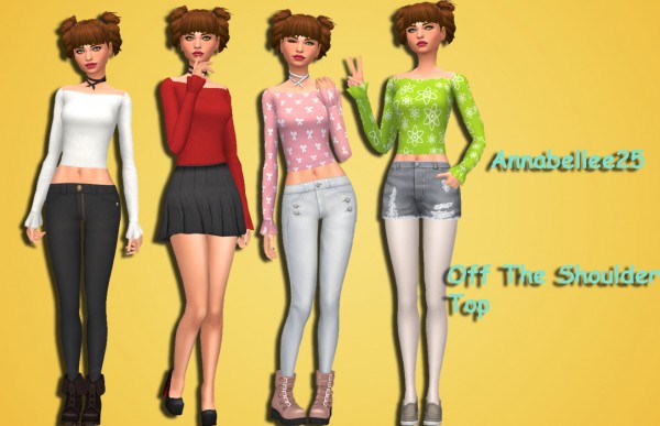  Simsworkshop: Off the Shoulder Top by Annabellee25,
