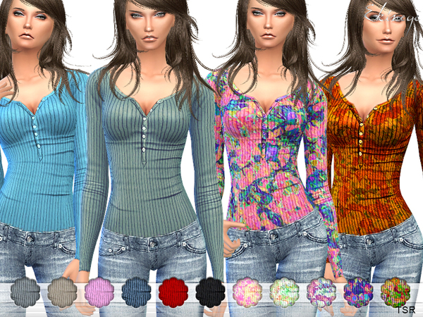  The Sims Resource: Ribbed Thermal Top  by ekinege