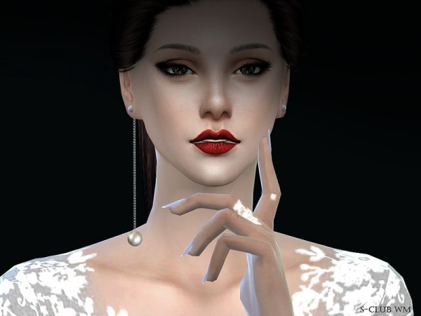  The Sims Resource: Pearl earring N01 by S Club