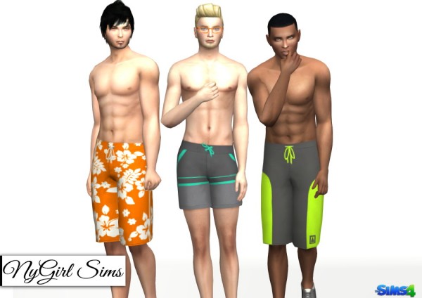  NY Girl Sims: Mens Swim Trunk Three Pack