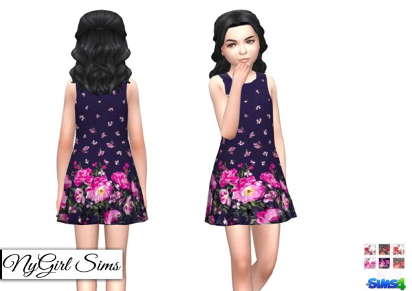  NY Girl Sims: Sleeveless Floral Bordered Dress