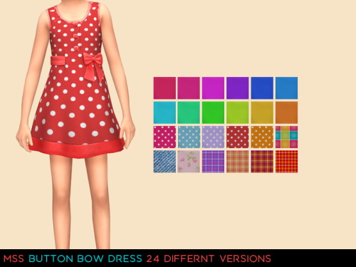  Simsworkshop: Button Bow Dress by midnightskysims