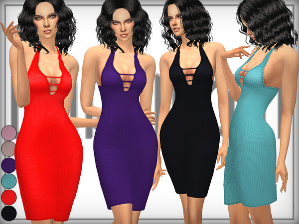  The Sims Resource: Ribbed Bodycon Dress by DarkNighTt