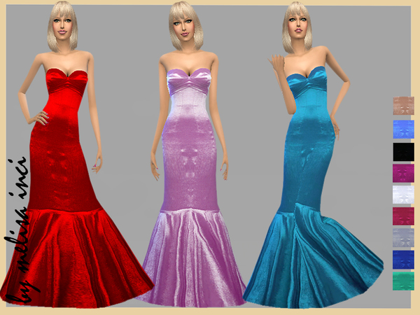  The Sims Resource: Mermaid Satin Dress by melisa inci