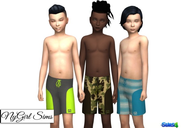  NY Girl Sims: Boys Swim Trunk Three Pack