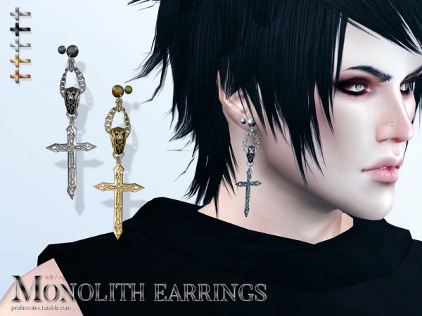  The Sims Resource: Monolith Earrings by Pralinesims