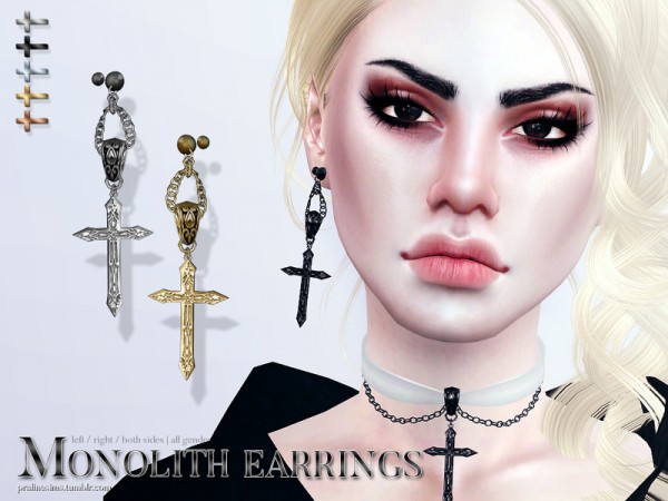  The Sims Resource: Monolith Earrings by Pralinesims