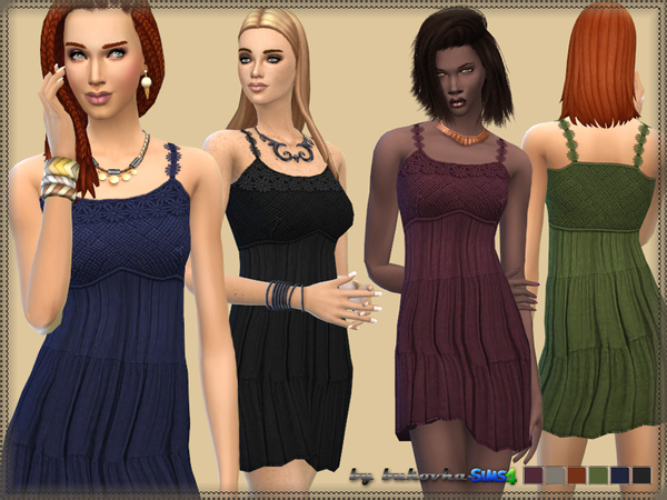  The Sims Resource: Crochet yoke tier dress by bukovka