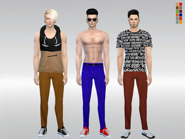  The Sims Resource: Skinny Legs Belted Chinos by McLayneSims