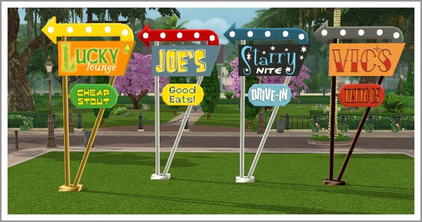  Sims 4 Designs: Shannanigans Big Retro Signs