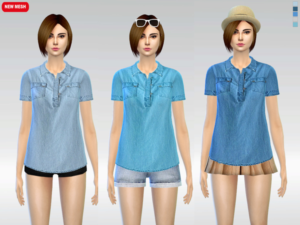  The Sims Resource: Billie Denim Blouse by McLayneSims