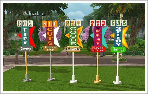  Sims 4 Designs: Shannanigans Big Retro Signs