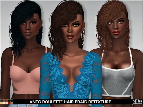 Sims Addictions: Anto Roulette Hair Braid Retexture