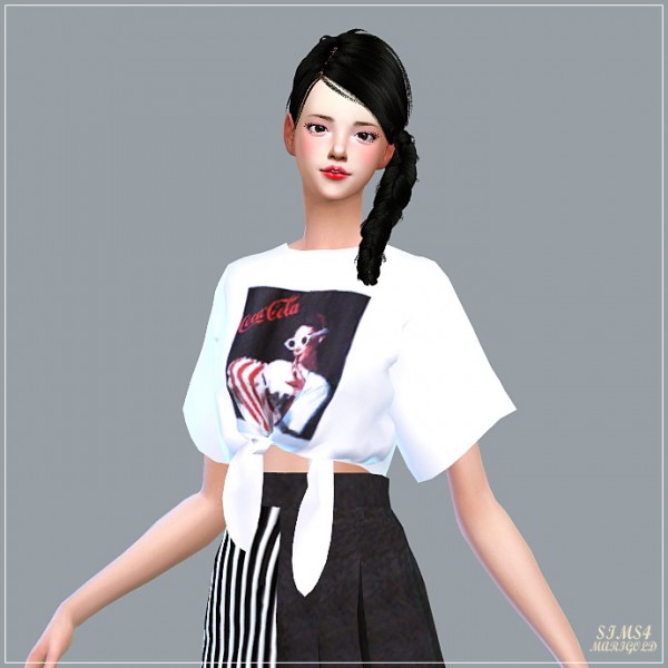 SIMS4 Marigold: Tied Short Sleeves Crop Top • Sims 4 Downloads