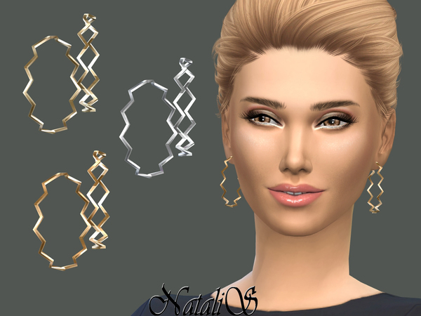  The Sims Resource: Zig Zag Hoop Earrings by NataliS