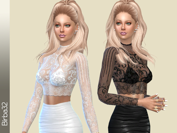  The Sims Resource: Modern Lace   Top by Birba32