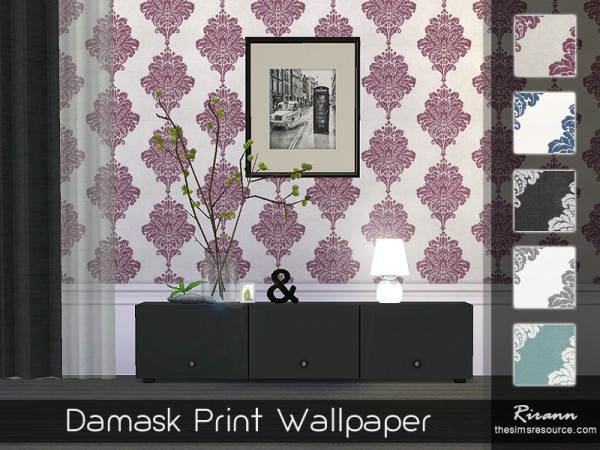  The Sims Resource: Damask Print Wallpaper by Rirann